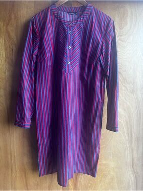 Marimekko Red, Blue, and Black Striped Women’s Shirtdress (38)